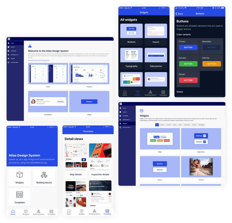 multiple screenshots of Atlas UI